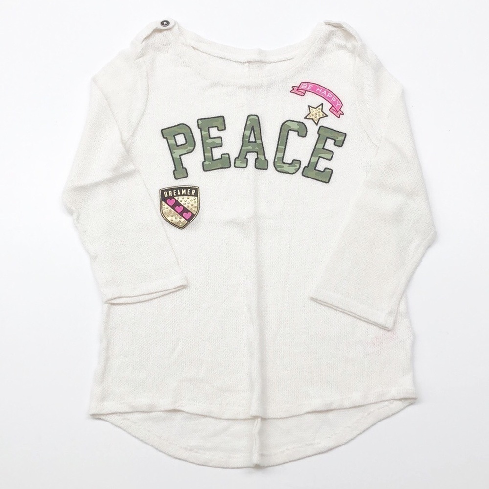 Justice Peace cream knit sweater for girls